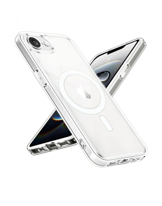 Newface iPhone 16E Kılıf Magneticsafe Şeffaf Silikon - Şeffaf