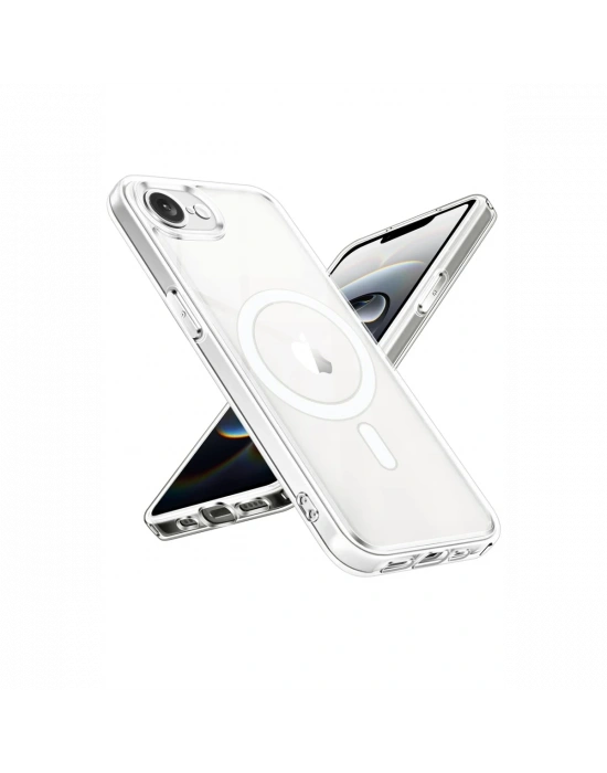 Newface iPhone 16E Kılıf Magneticsafe Şeffaf Silikon - Şeffaf