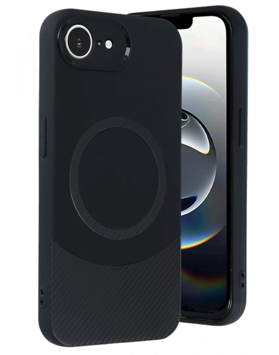 Newface iPhone 16E Kılıf Maya Karbon Kapak - Siyah