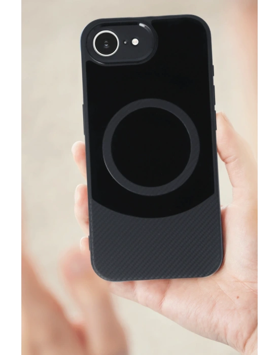 Newface iPhone 16E Kılıf Maya Karbon Kapak - Siyah