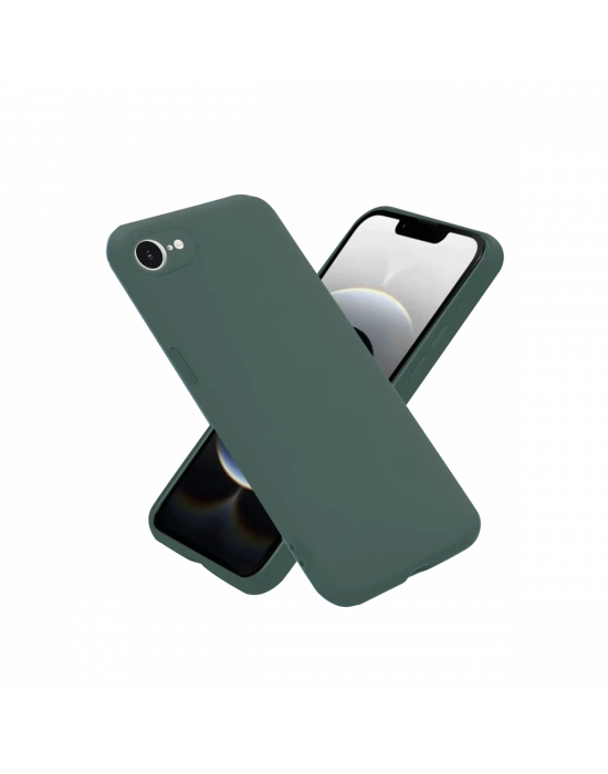 Newface iPhone 16E Kılıf Nano içi Kadife Silikon - Koyu Yeşil