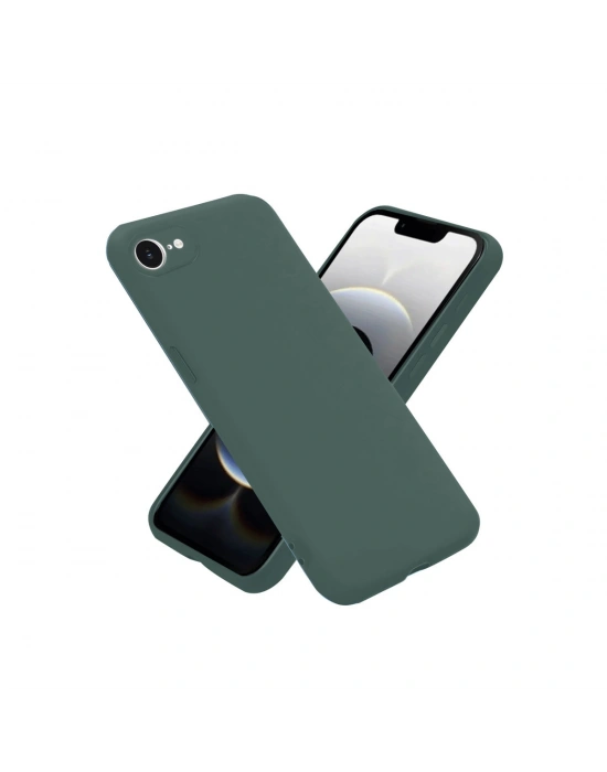 Newface iPhone 16E Kılıf Nano içi Kadife Silikon - Koyu Yeşil
