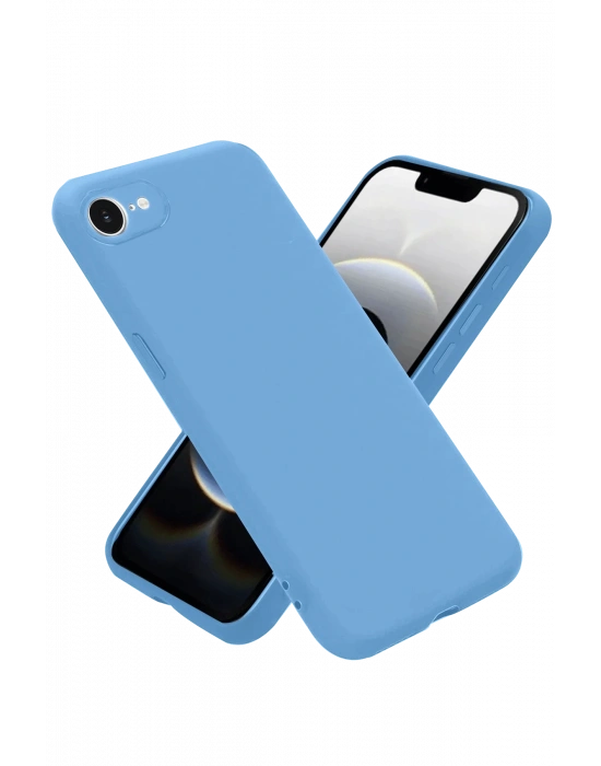 Newface iPhone 16E Kılıf Nano içi Kadife Silikon - Mavi