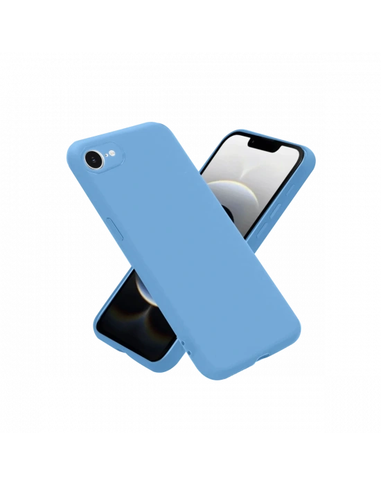 Newface iPhone 16E Kılıf Nano içi Kadife Silikon - Mavi