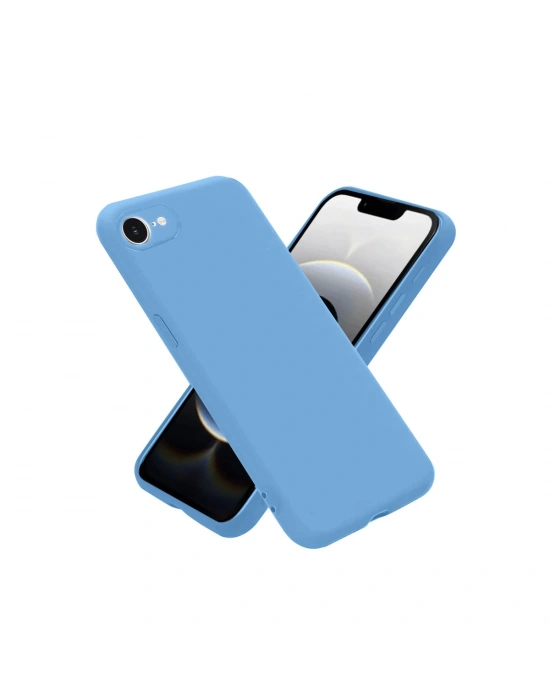 Newface iPhone 16E Kılıf Nano içi Kadife Silikon - Mavi