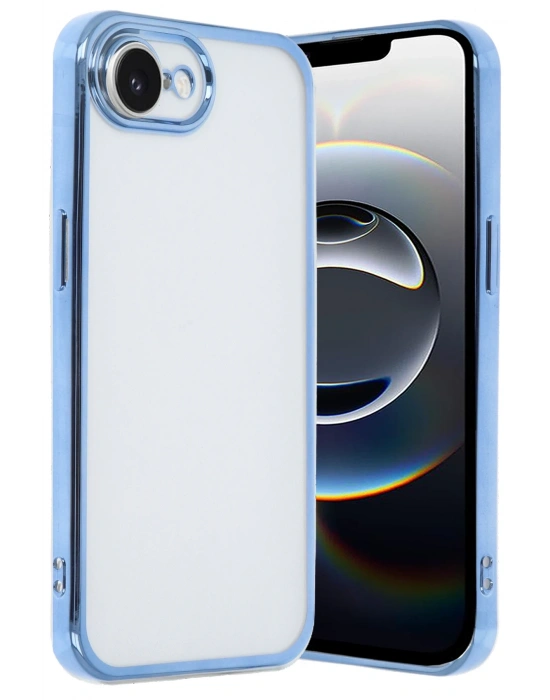 Newface iPhone 16E Kılıf Razer Lensli Silikon - Açık Mavi