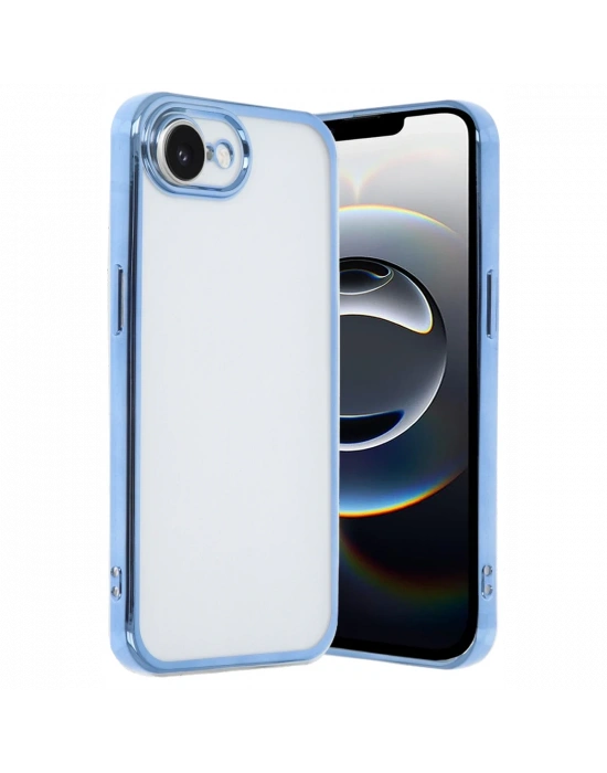 Newface iPhone 16E Kılıf Razer Lensli Silikon - Açık Mavi