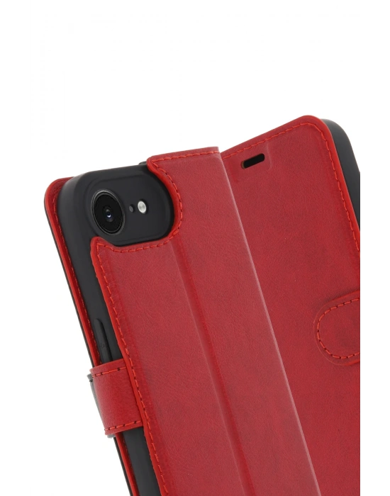 Newface iPhone 16E Kılıf Trend S Plus Kapaklı Kılıf - Kırmızı