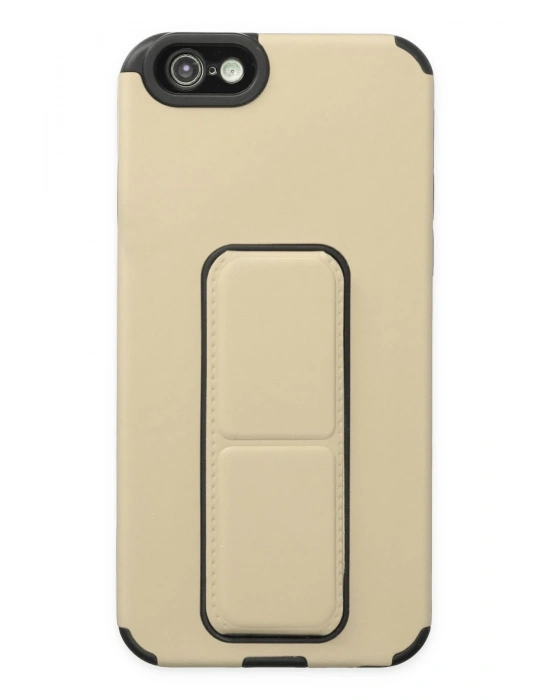 Newface iPhone 6 Kılıf Mega Standlı Silikon - Gold