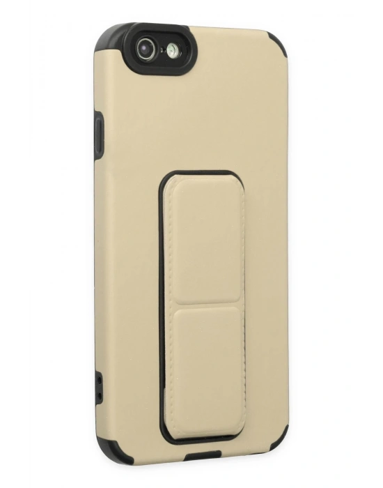 Newface iPhone 6 Kılıf Mega Standlı Silikon - Gold