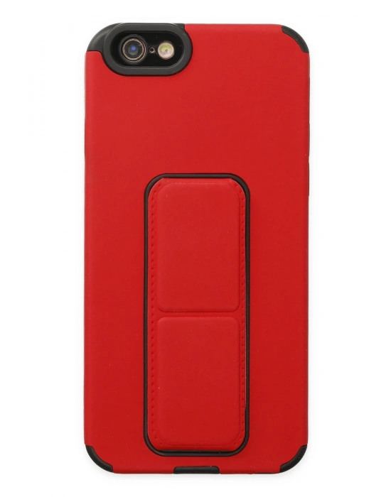 Newface iPhone 6 Kılıf Mega Standlı Silikon - Kırmızı