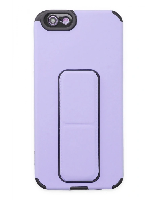 Newface iPhone 6 Kılıf Mega Standlı Silikon - Lila