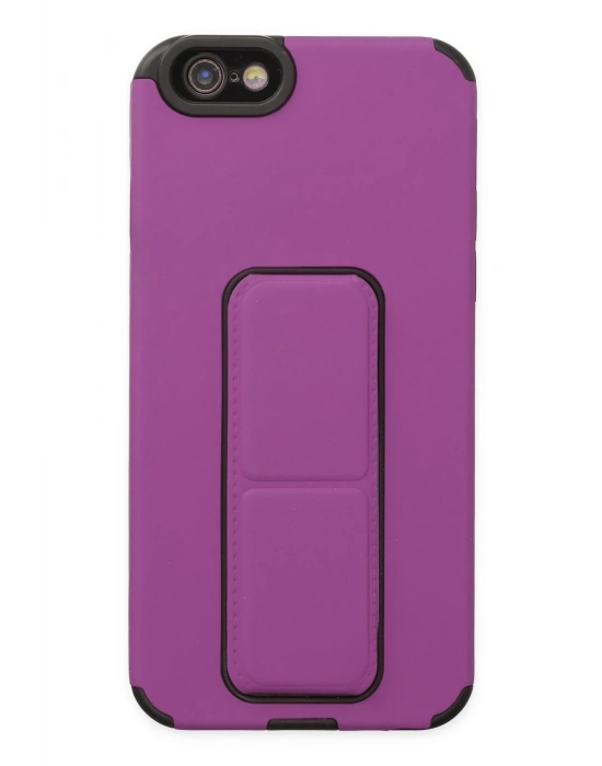 Newface iPhone 6 Kılıf Mega Standlı Silikon - Mor