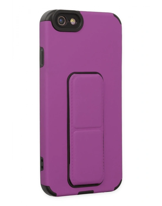 Newface iPhone 6 Kılıf Mega Standlı Silikon - Mor