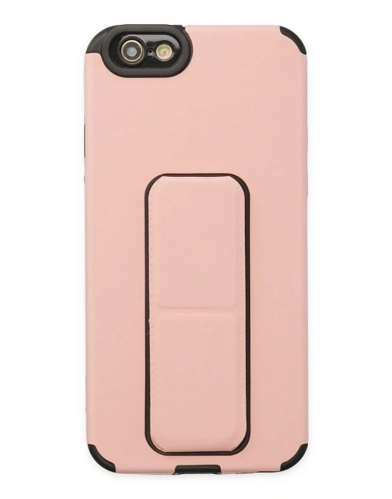 Newface iPhone 6 Kılıf Mega Standlı Silikon - Pudra
