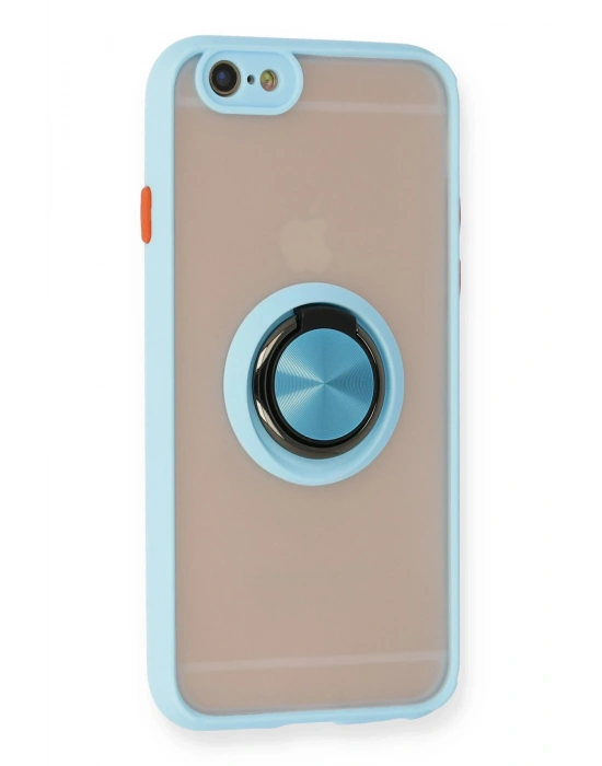 Newface iPhone 6 Kılıf Montreal Yüzüklü Silikon Kapak - Buz Mavi