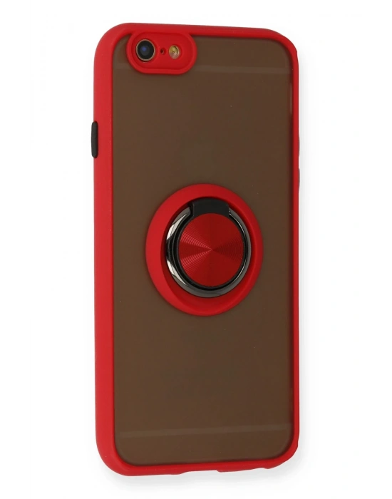 Newface iPhone 6 Kılıf Montreal Yüzüklü Silikon Kapak - Kırmızı