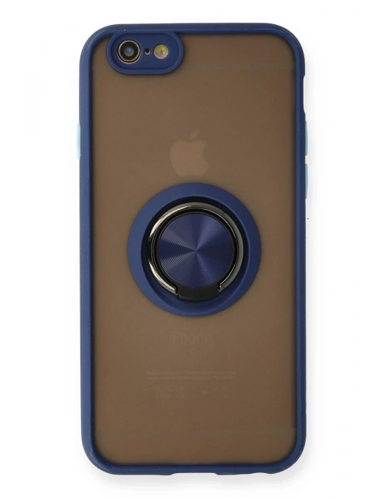 Newface iPhone 6 Kılıf Montreal Yüzüklü Silikon Kapak - Lacivert