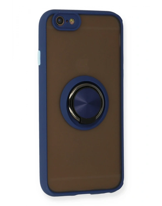 Newface iPhone 6 Kılıf Montreal Yüzüklü Silikon Kapak - Lacivert