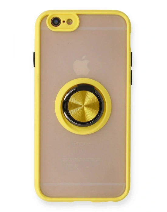 Newface iPhone 6 Kılıf Montreal Yüzüklü Silikon Kapak - Sarı