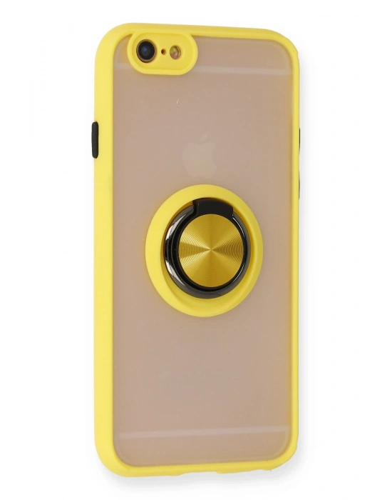Newface iPhone 6 Kılıf Montreal Yüzüklü Silikon Kapak - Sarı