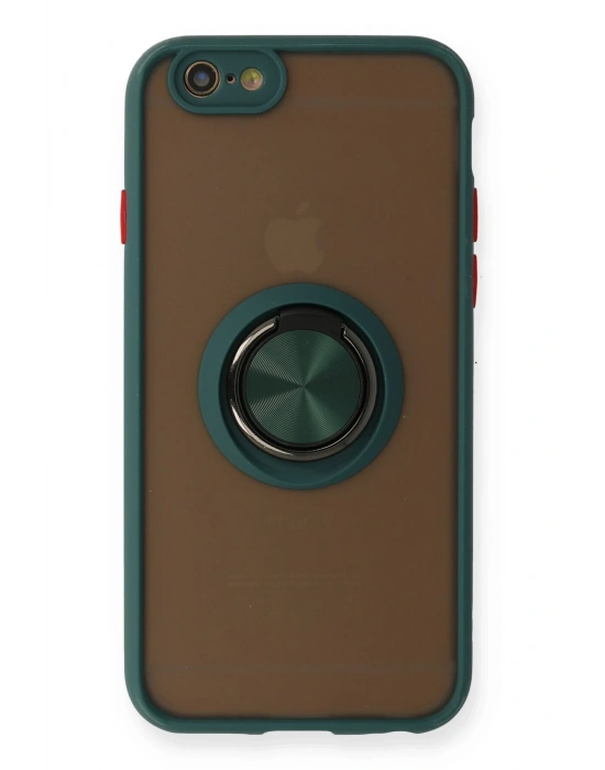 Newface iPhone 6 Kılıf Montreal Yüzüklü Silikon Kapak - Yeşil