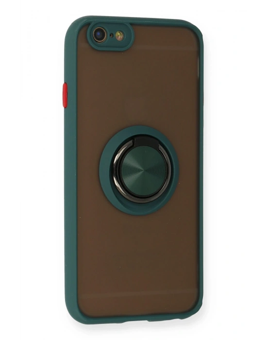 Newface iPhone 6 Kılıf Montreal Yüzüklü Silikon Kapak - Yeşil