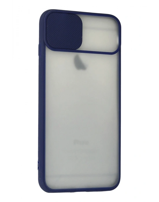 Newface iPhone 6 Kılıf Palm Buzlu Kamera Sürgülü Silikon - Lacivert