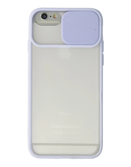 Newface iPhone 6 Kılıf Palm Buzlu Kamera Sürgülü Silikon - Lila