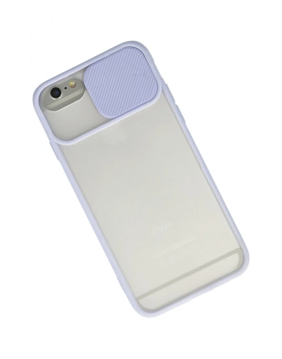 Newface iPhone 6 Kılıf Palm Buzlu Kamera Sürgülü Silikon - Lila
