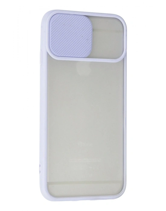 Newface iPhone 6 Kılıf Palm Buzlu Kamera Sürgülü Silikon - Lila