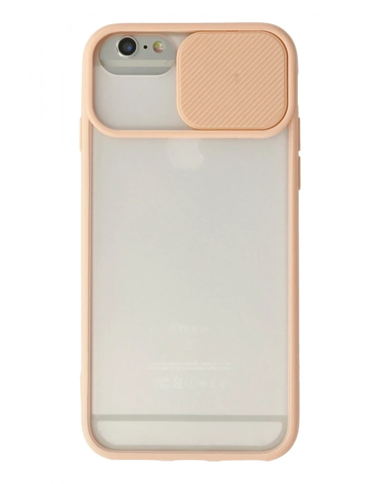 Newface iPhone 6 Kılıf Palm Buzlu Kamera Sürgülü Silikon - Pembe