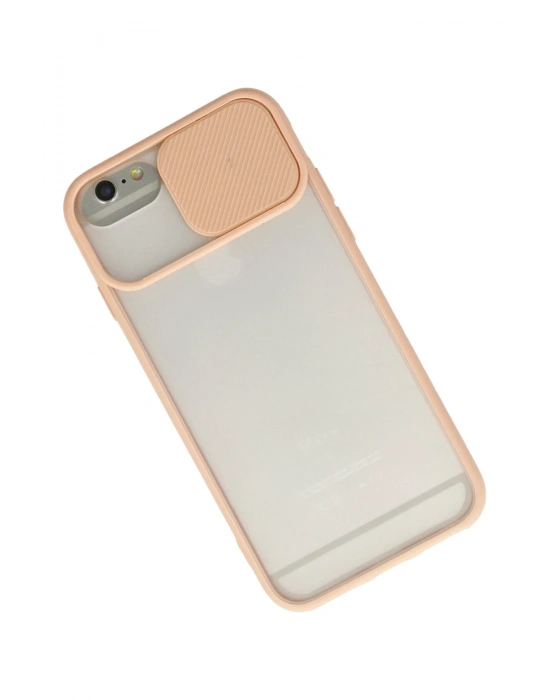 Newface iPhone 6 Kılıf Palm Buzlu Kamera Sürgülü Silikon - Pembe