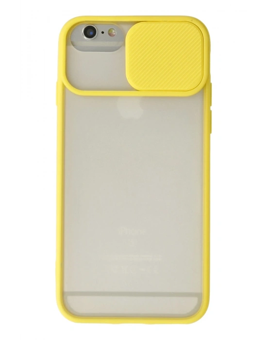 Newface iPhone 6 Kılıf Palm Buzlu Kamera Sürgülü Silikon - Sarı