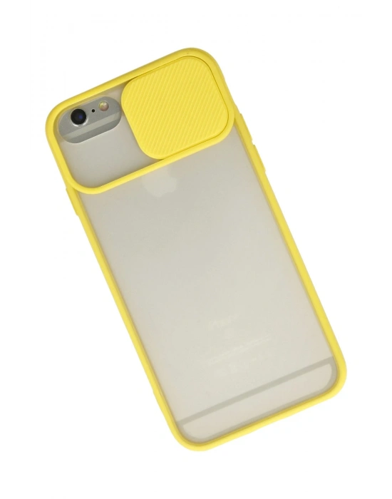 Newface iPhone 6 Kılıf Palm Buzlu Kamera Sürgülü Silikon - Sarı