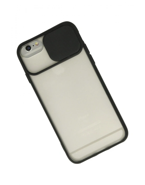 Newface iPhone 6 Kılıf Palm Buzlu Kamera Sürgülü Silikon - Siyah