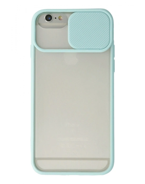 Newface iPhone 6 Kılıf Palm Buzlu Kamera Sürgülü Silikon - Turkuaz