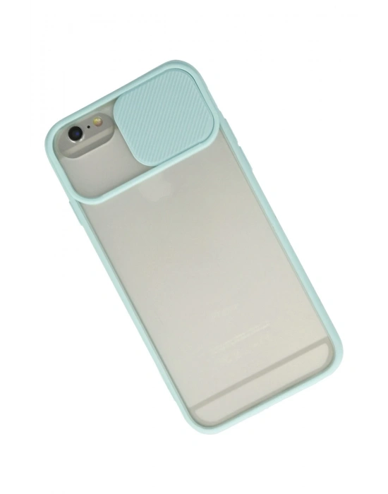 Newface iPhone 6 Kılıf Palm Buzlu Kamera Sürgülü Silikon - Turkuaz