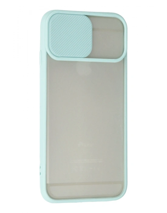 Newface iPhone 6 Kılıf Palm Buzlu Kamera Sürgülü Silikon - Turkuaz