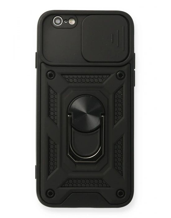 Newface iPhone 6 Kılıf Pars Lens Yüzüklü Silikon - Siyah