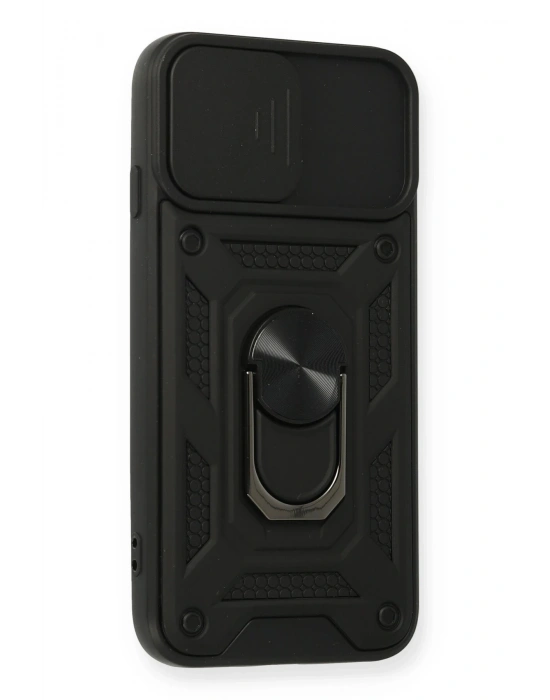 Newface iPhone 6 Kılıf Pars Lens Yüzüklü Silikon - Siyah