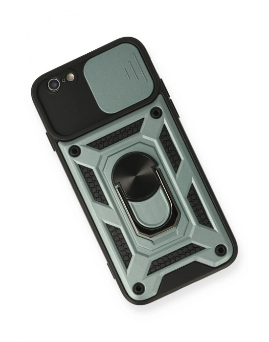 Newface iPhone 6 Kılıf Pars Lens Yüzüklü Silikon - Yeşil