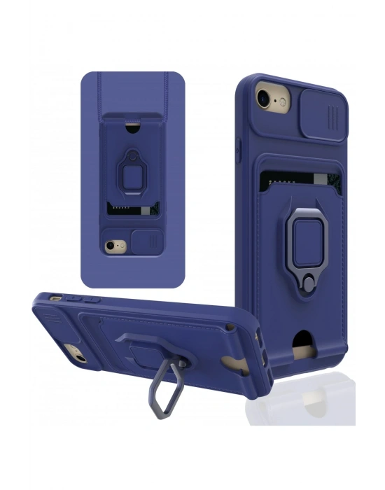 Newface iPhone 6 Kılıf Zuma Kartvizitli Yüzüklü Silikon - Lacivert