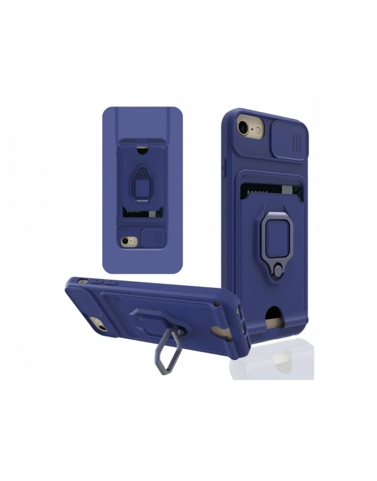 Newface iPhone 6 Kılıf Zuma Kartvizitli Yüzüklü Silikon - Lacivert