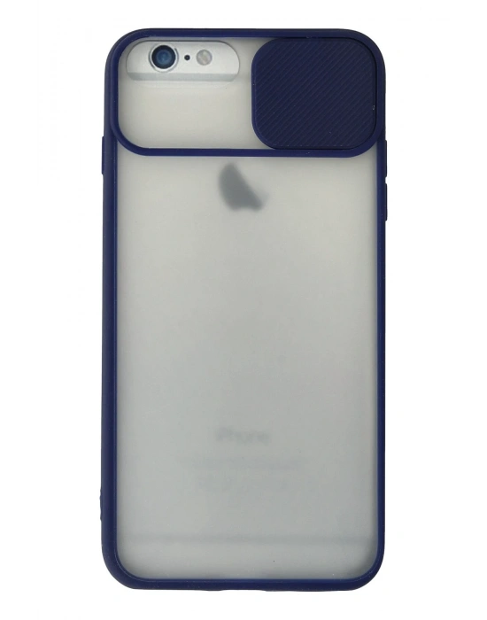 Newface iPhone 6 Plus Kılıf Palm Buzlu Kamera Sürgülü Silikon - Lacivert