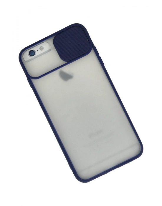 Newface iPhone 6 Plus Kılıf Palm Buzlu Kamera Sürgülü Silikon - Lacivert