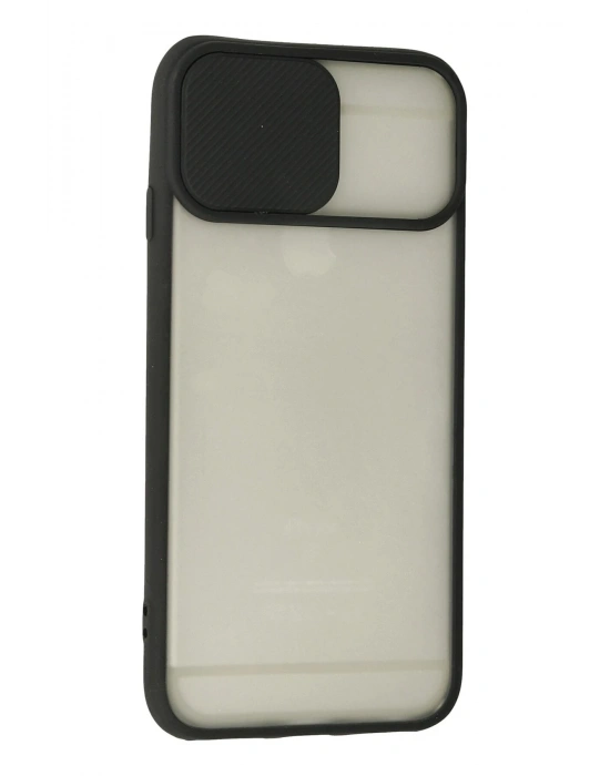 Newface iPhone 6 Plus Kılıf Palm Buzlu Kamera Sürgülü Silikon - Siyah