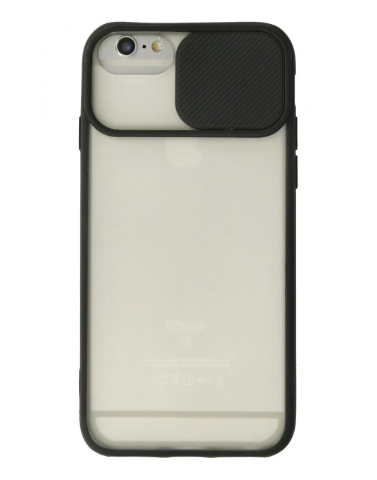 Newface iPhone 6 Plus Kılıf Palm Buzlu Kamera Sürgülü Silikon - Siyah