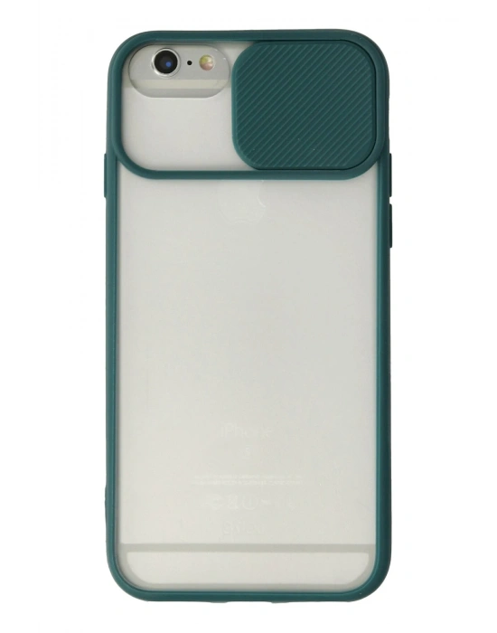 Newface iPhone 6 Plus Kılıf Palm Buzlu Kamera Sürgülü Silikon - Yeşil