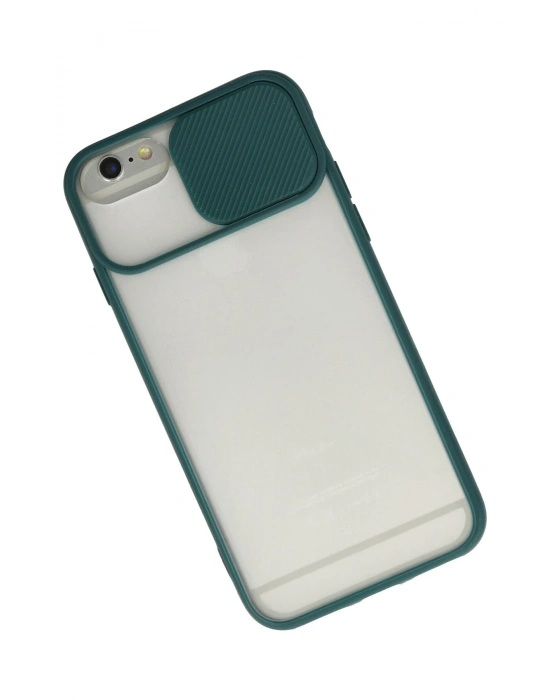 Newface iPhone 6 Plus Kılıf Palm Buzlu Kamera Sürgülü Silikon - Yeşil